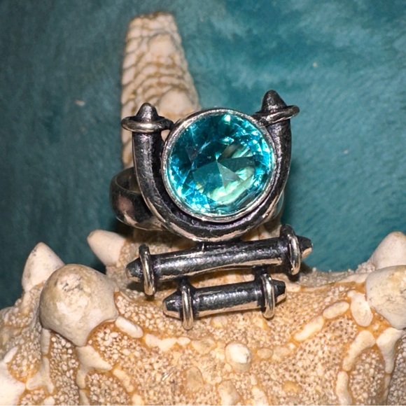 Modern Blue Topaz handmade 925 statement Ring - Picture 15 of 15